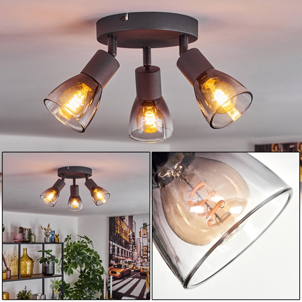 Medelim Deckenleuchte Klar, Rauchfarben, 3-flammig main product photo