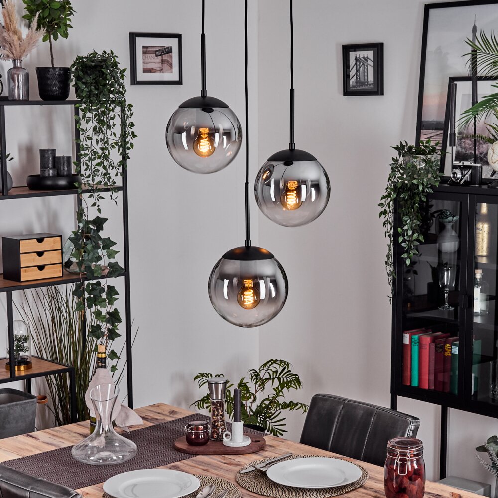 Gastor Hängeleuchte Glas 20 cm Klar, Rauchfarben, 3-flammig main product photo