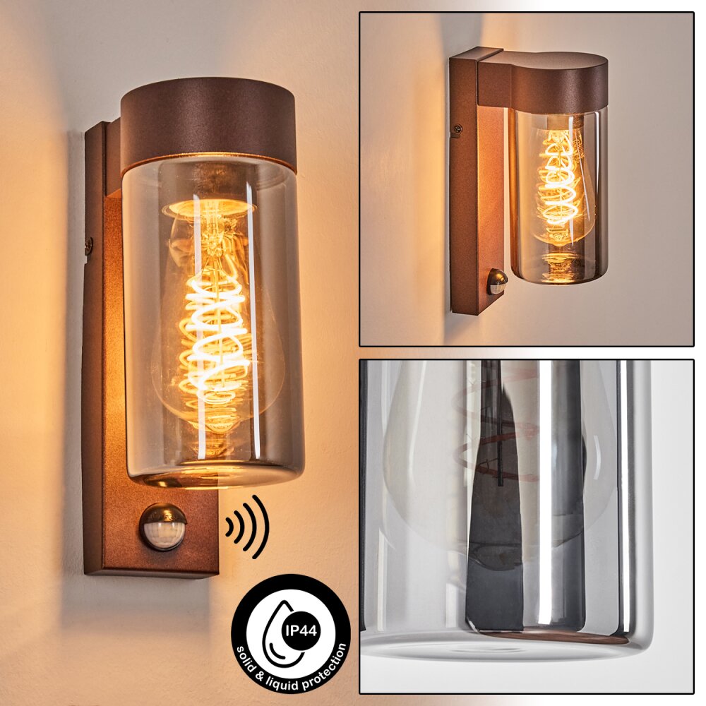 Encoberta Außenwandleuchte Rostfarben, 1-flammig, Bewegungsmelder main product photo