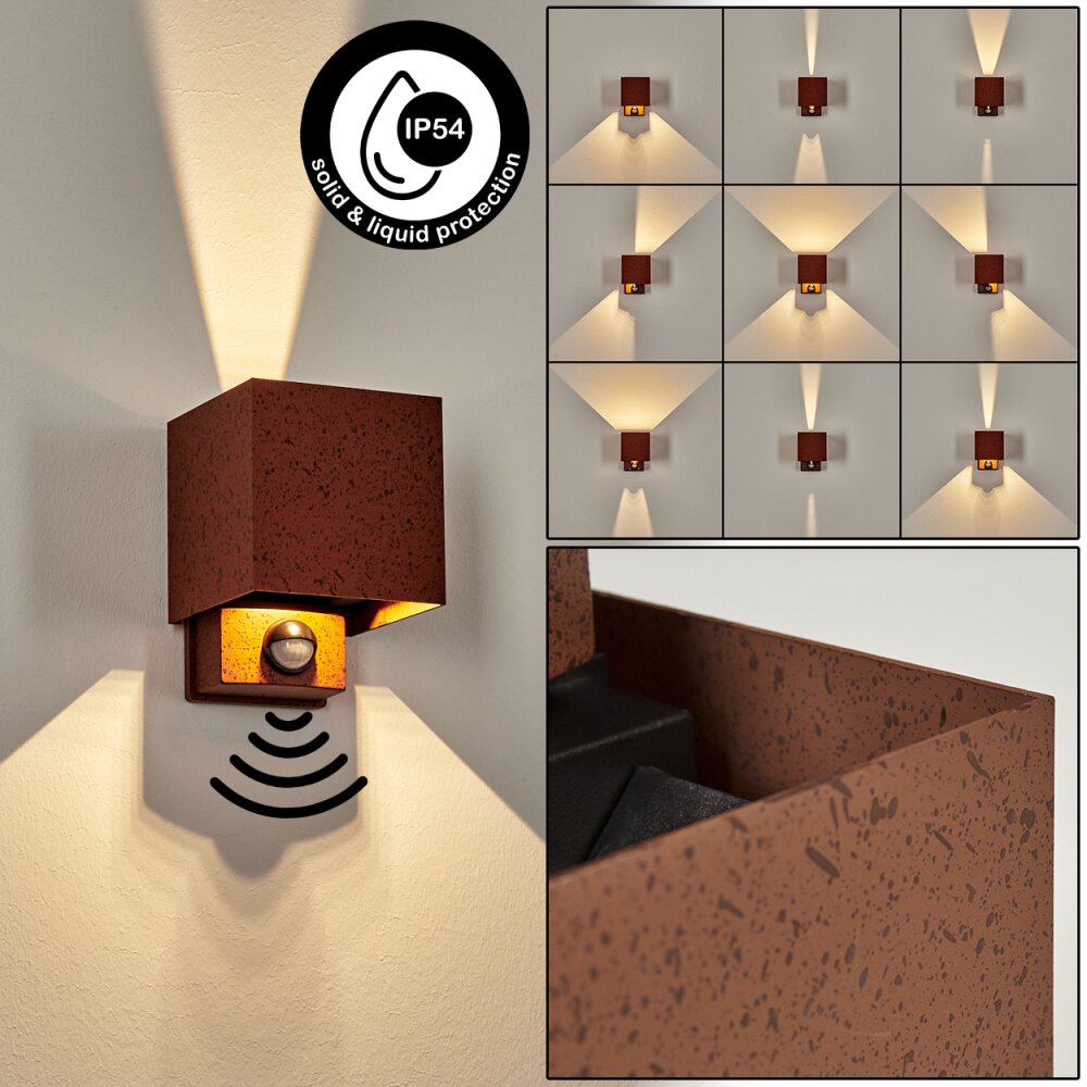 Almodofa Außenwandleuchte Rostfarben, 1-flammig, Bewegungsmelder main product photo