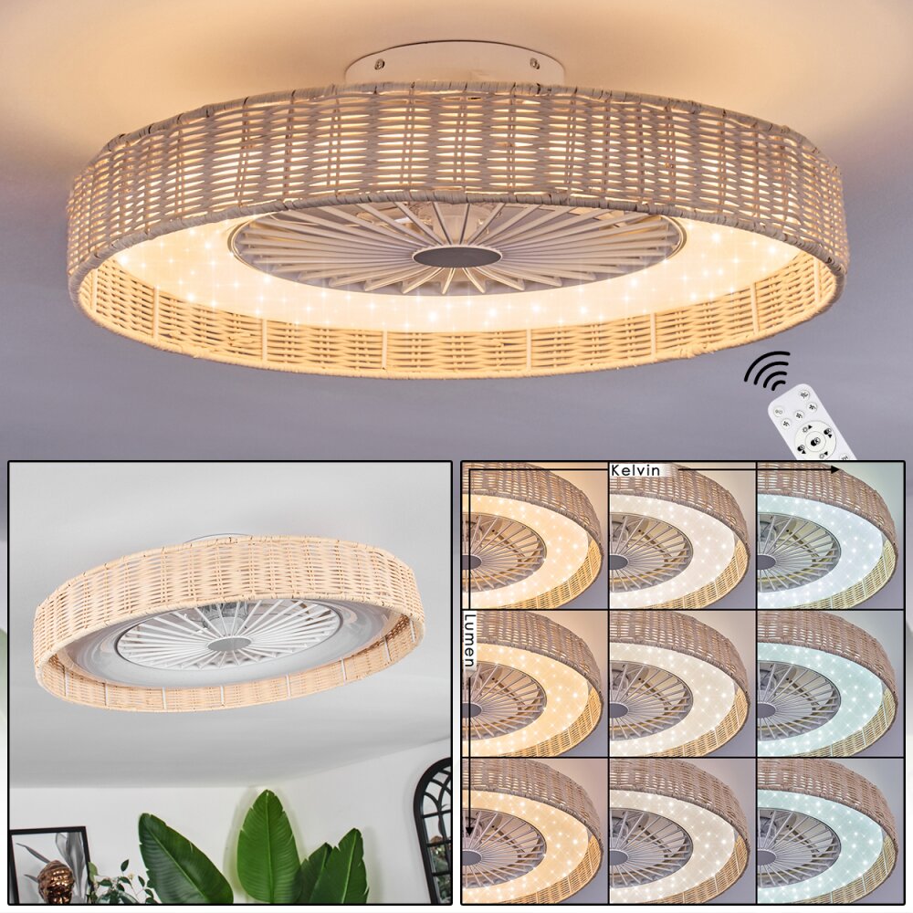 Benasal Deckenventilator mit Beleuchtung Naturfarben, Weiß, 1-flammig, Fernbedienung main product photo