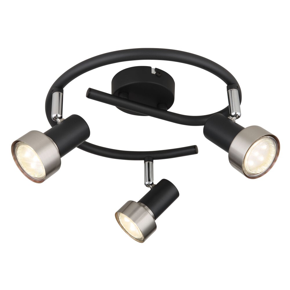 Globo Mason Strahler Chrom, Schwarz, 3-flammig main product photo