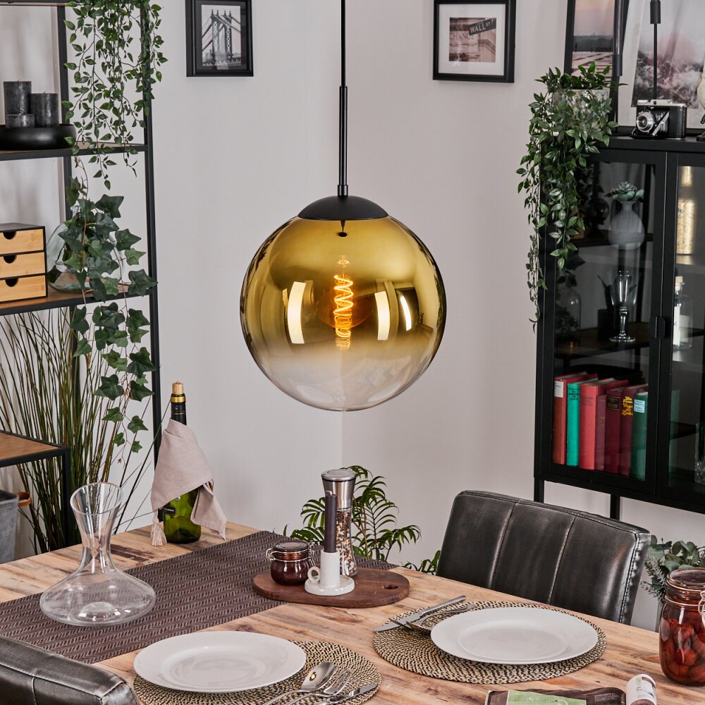 Gastor Hängeleuchte Glas 30 cm Gold, Klar, 1-flammig main product photo