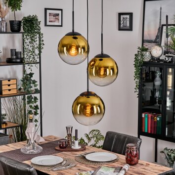 Gastor Hängeleuchte Glas 25 cm Gold, Klar, 3-flammig Gastor Hängeleuchte Glas 25 cm Gold, Klar, 3-flammig