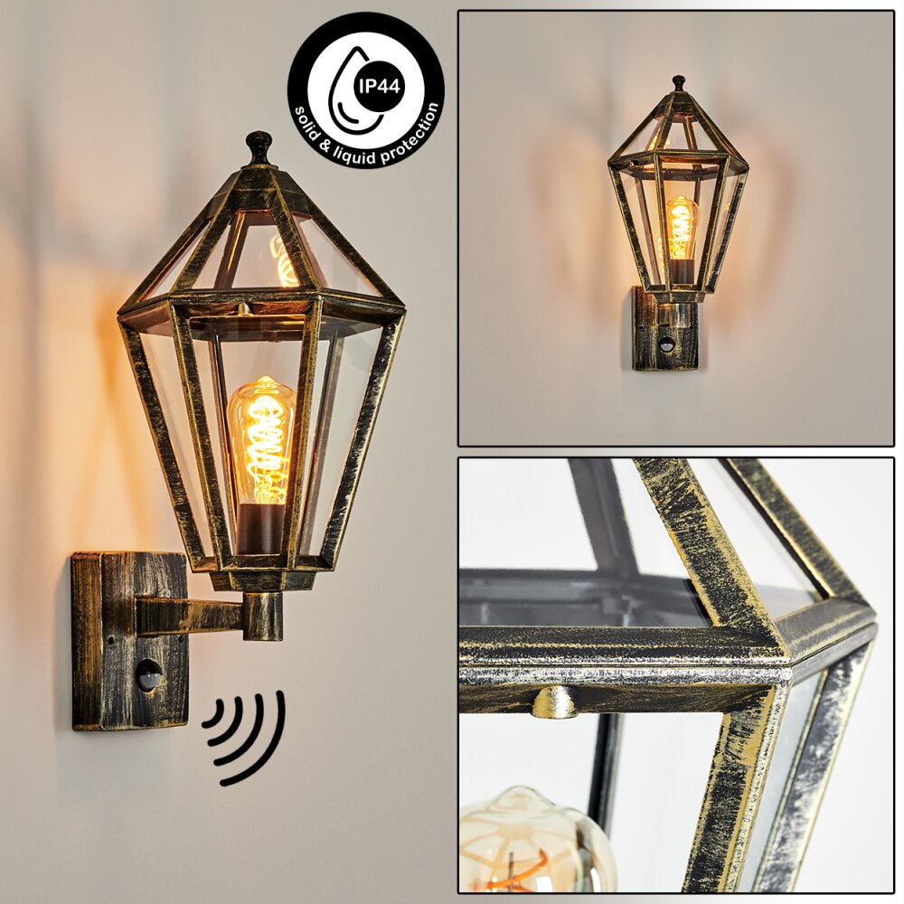 Falfosa Außenwandleuchte Gold, Schwarz, 1-flammig, Bewegungsmelder main product photo