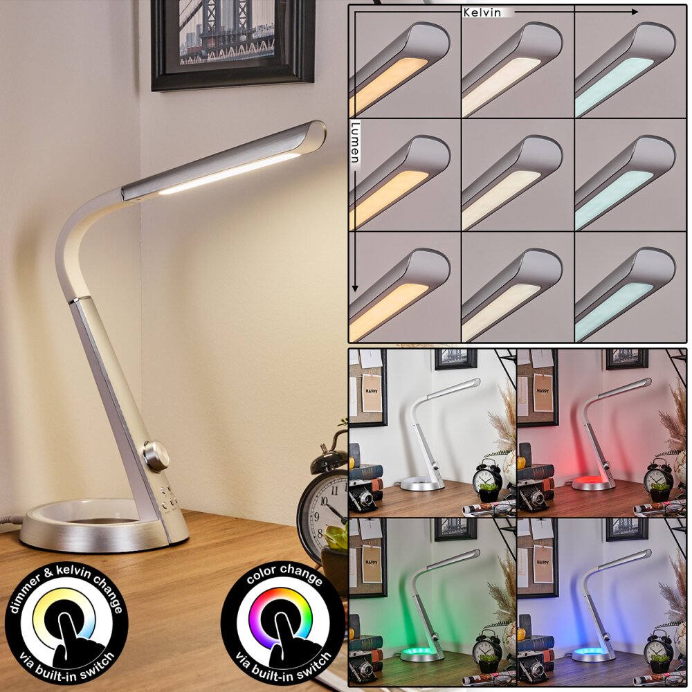 Tykby Tischleuchte LED Silber, Weiß, 1-flammig main product photo