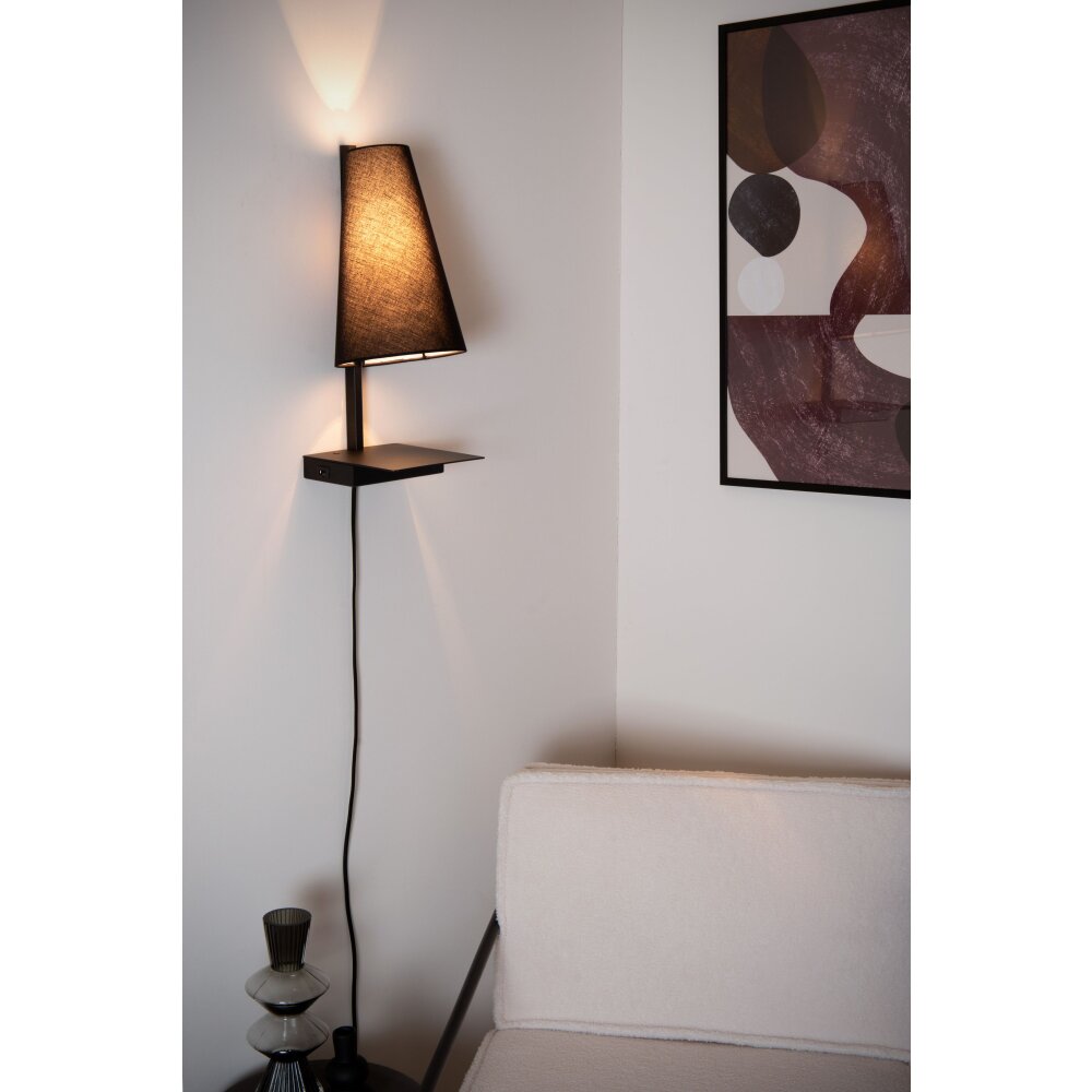 Lucide GREGORY Wandleuchte Schwarz, 1-flammig main product photo