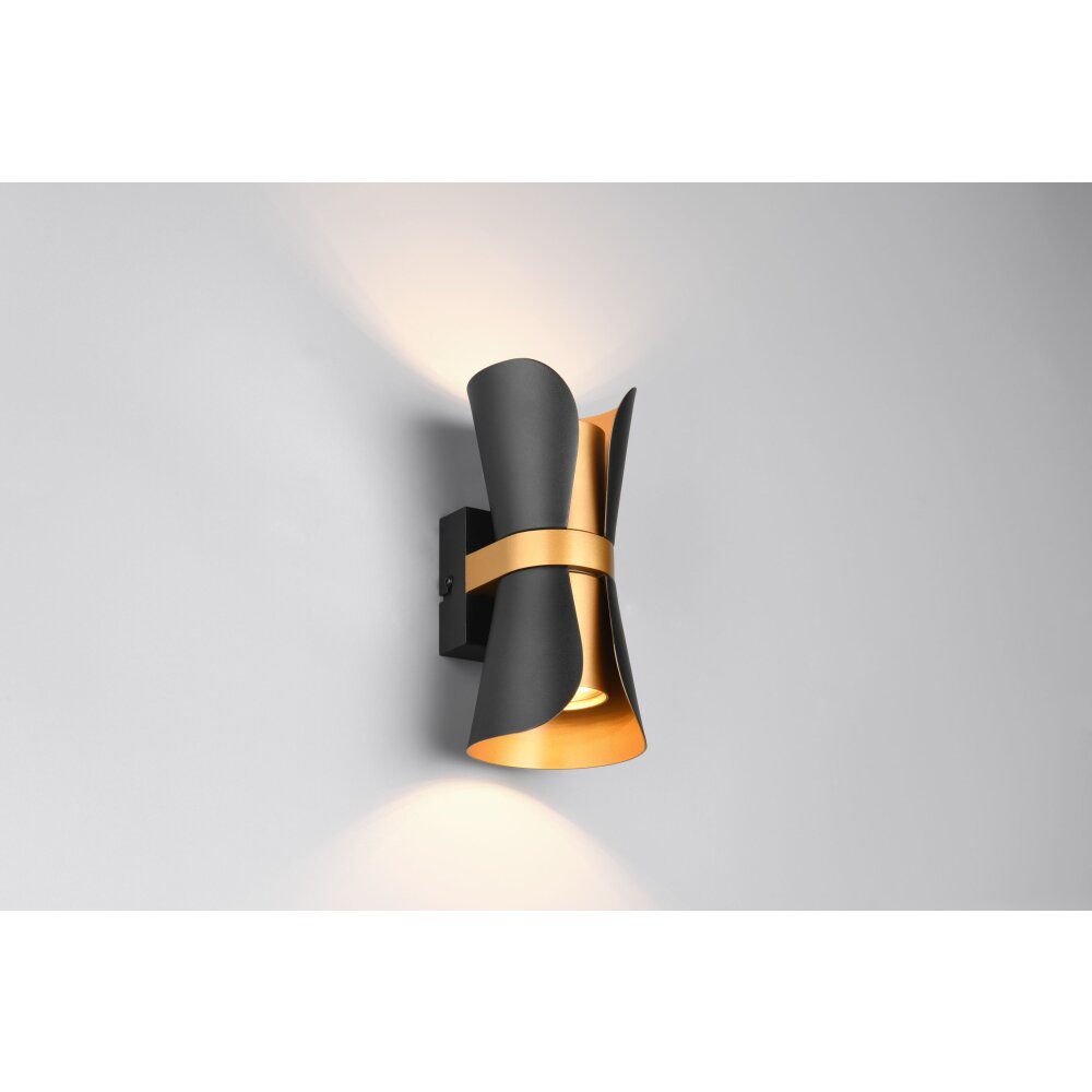 Trio Coat Wandleuchte Schwarz-Gold, 2-flammig main product photo