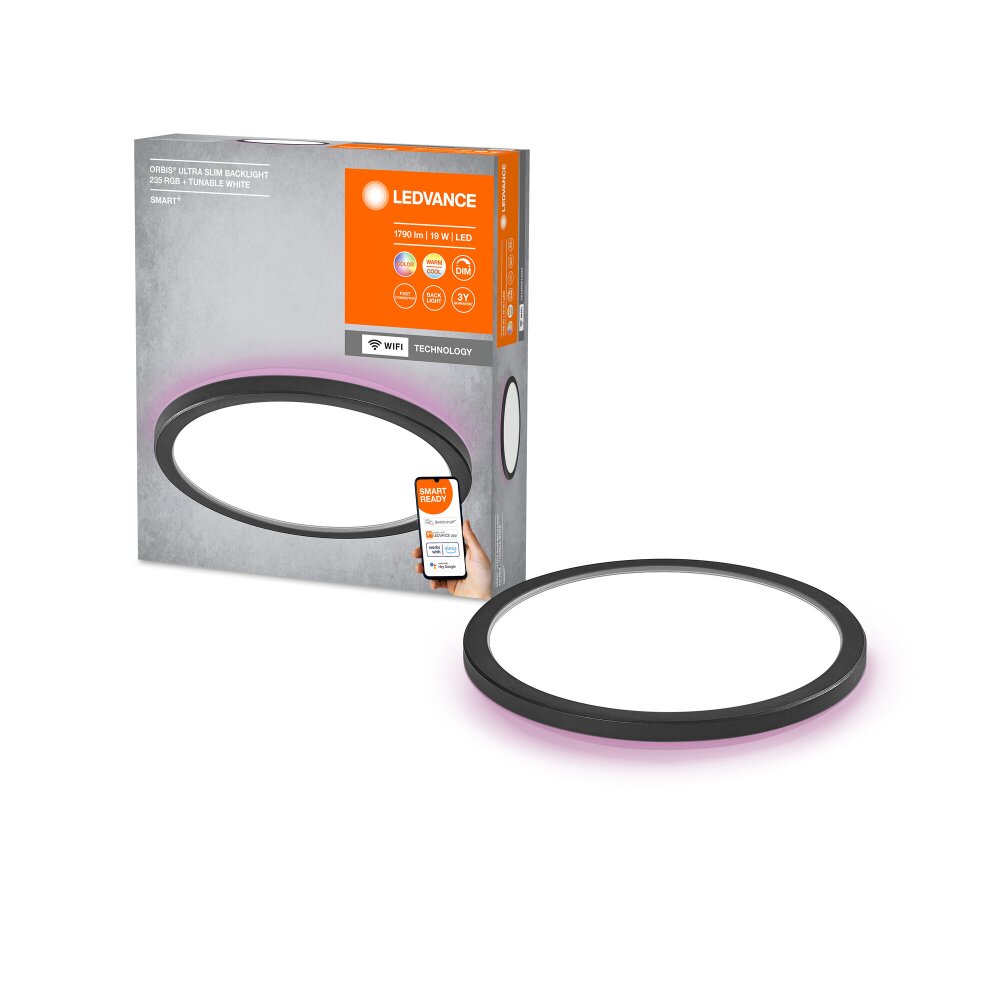 LEDVANCE ORBIS Wand- und Deckenleuchte Schwarz, 1-flammig, Farbwechsler main product photo