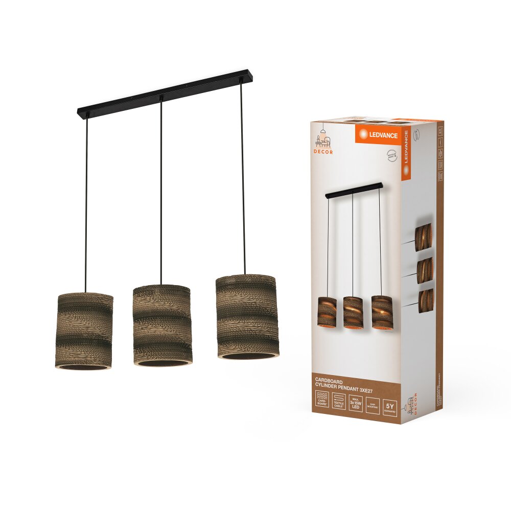 LEDVANCE DECOR Wand- und Deckenleuchte Braun, 3-flammig main product photo