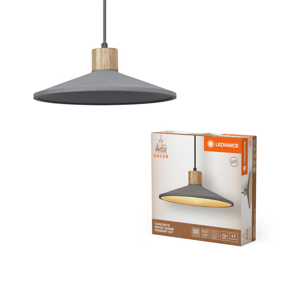 LEDVANCE DECOR Wand- und Deckenleuchte Grau, Holzoptik, 1-flammig main product photo