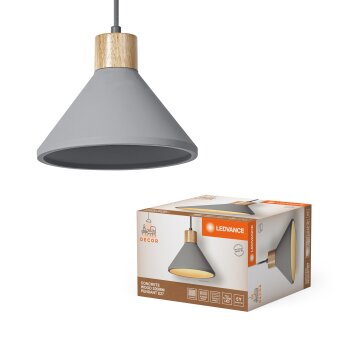 LEDVANCE DECOR Wand- und Deckenleuchte Grau, Holzoptik, 1-flammig
