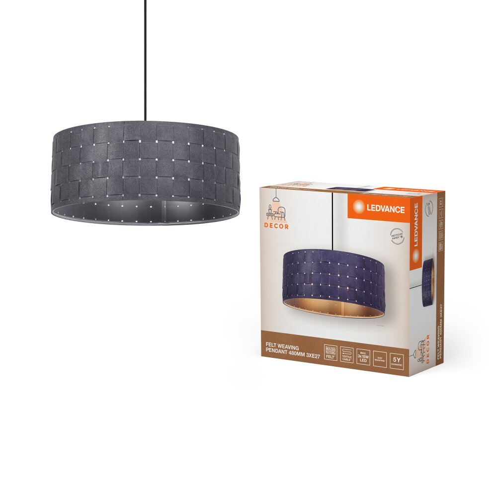 LEDVANCE DECOR Wand- und Deckenleuchte Grau, 3-flammig main product photo
