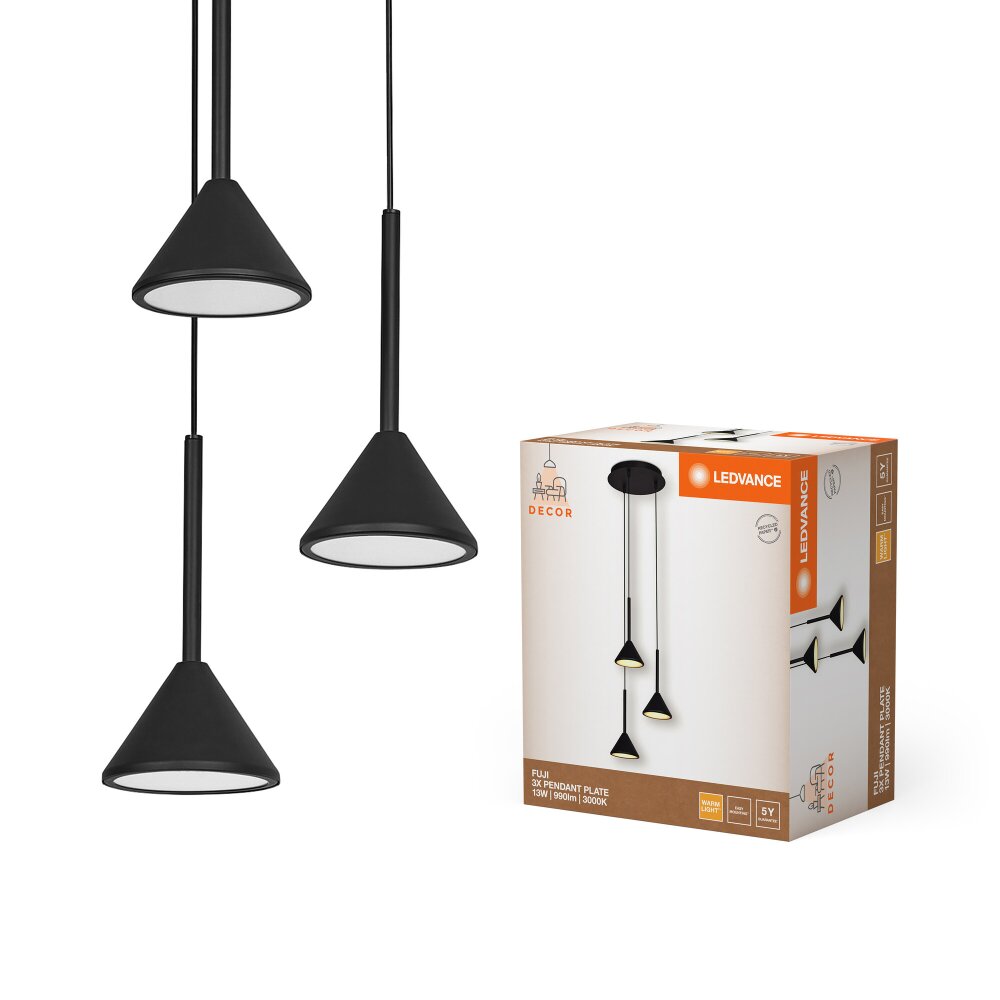 LEDVANCE DECOR Wand- und Deckenleuchte Schwarz, 3-flammig main product photo