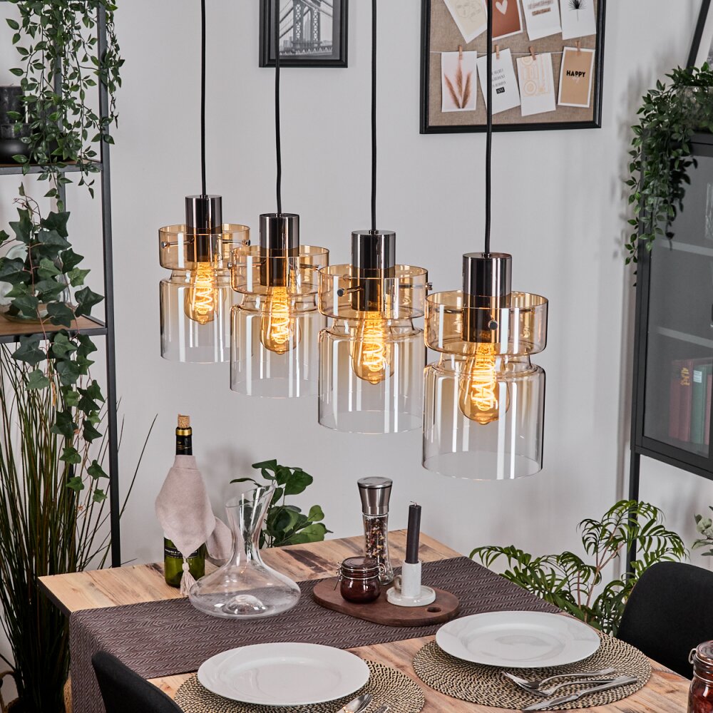 Hasvik Hängeleuchte Bernsteinfarben, Klar, 4-flammig main product photo