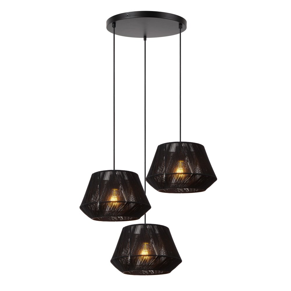 Lucide JESSICA Pendelleuchte Schwarz, 3-flammig main product photo