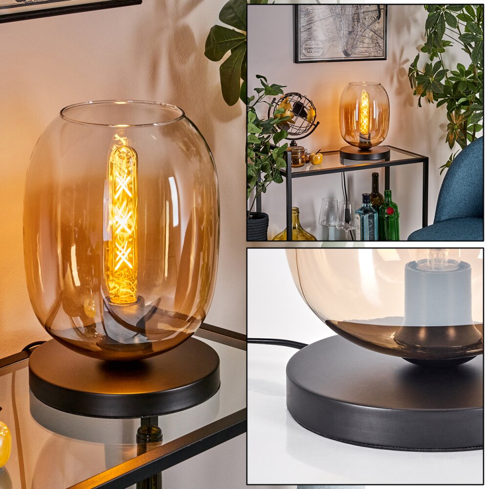Apedo Tischleuchte Glas 20 cm Bernsteinfarben, Klar, 1-flammig main product photo