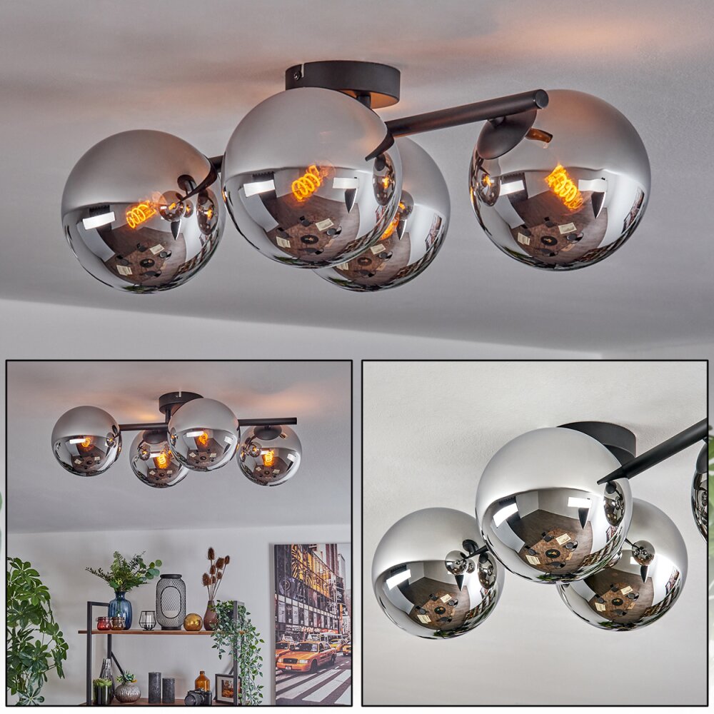 Gastor Deckenleuchte Glas 15 cm Chrom, Rauchfarben, 4-flammig main product photo