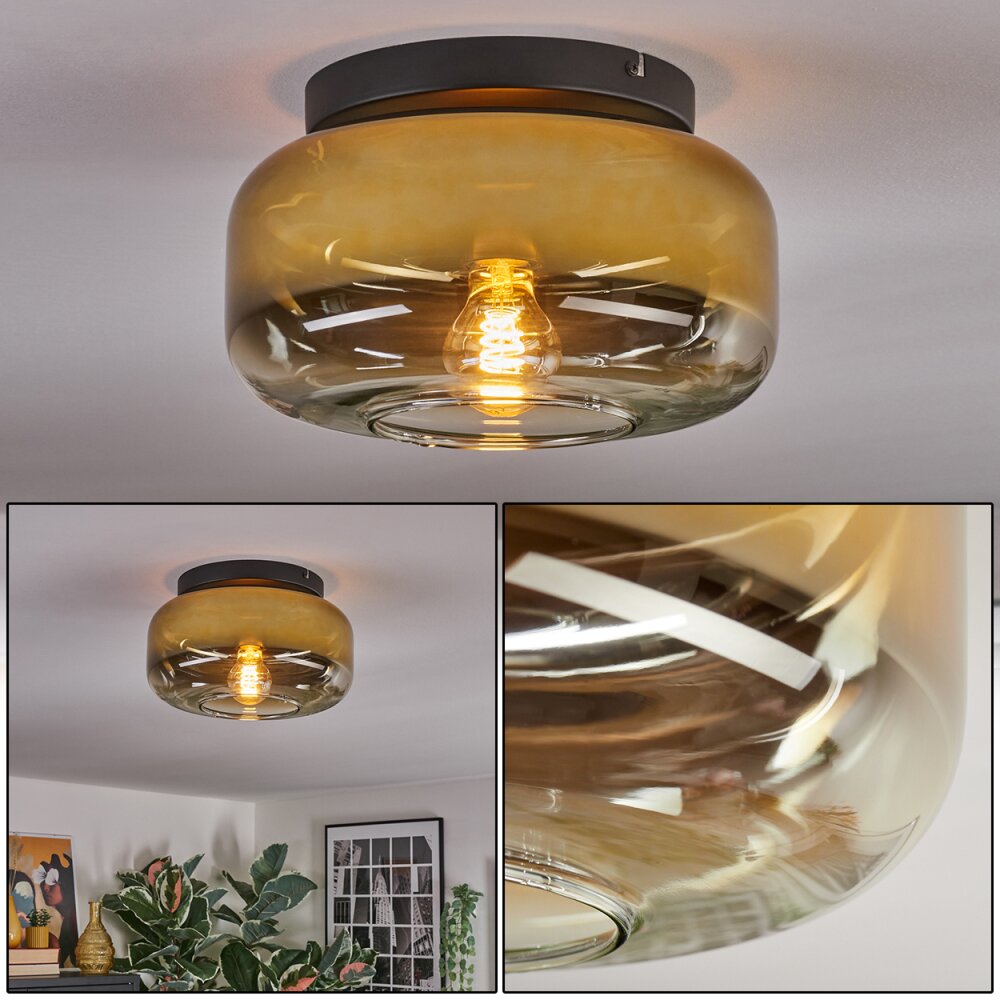 Boza Deckenleuchte Glas 28 cm Gold, Klar, 1-flammig main product photo