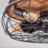 Tourais Deckenventilator mit Beleuchtung LED Holzoptik, Schwarz, 4-flammig, Fernbedienung