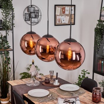 Gastor Hängeleuchte Glas 30 cm Kupferfarben, 3-flammig