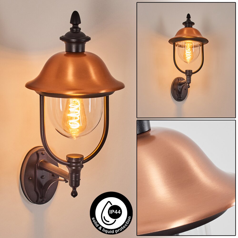 Gascon Außenwandleuchte Kupferfarben, Schwarz, 1-flammig main product photo