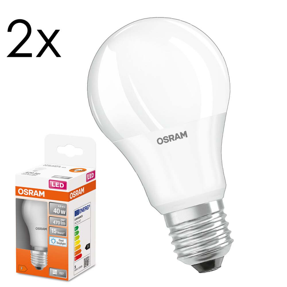 LED E27 2er Set 4,9 Watt 6500 Kelvin 470 Lumen main product photo
