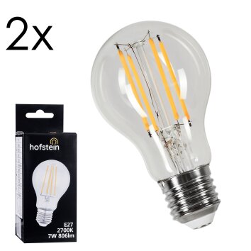 LED E27 2er Set 6,5 Watt 2700 Kelvin 800 Lumen Transparent, Klar