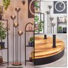 Koyoto Stehleuchte Glas 15 cm Holz hell, Schwarz, 4-flammig