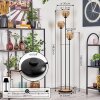 Koyoto Stehleuchte Glas 15 cm Holz hell, Schwarz, 3-flammig