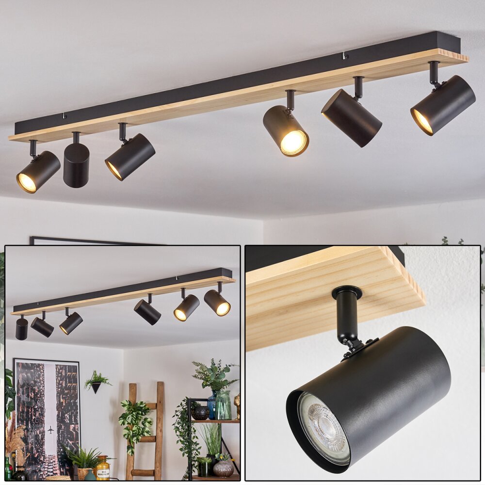 Gesteira Deckenleuchte Naturfarben, Schwarz, 6-flammig main product photo