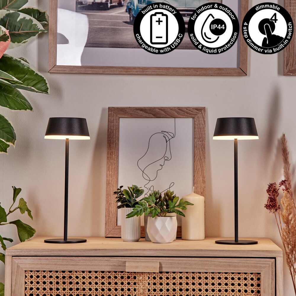 Romdrup Tischleuchte 2-er Set LED Schwarz, 1-flammig main product photo