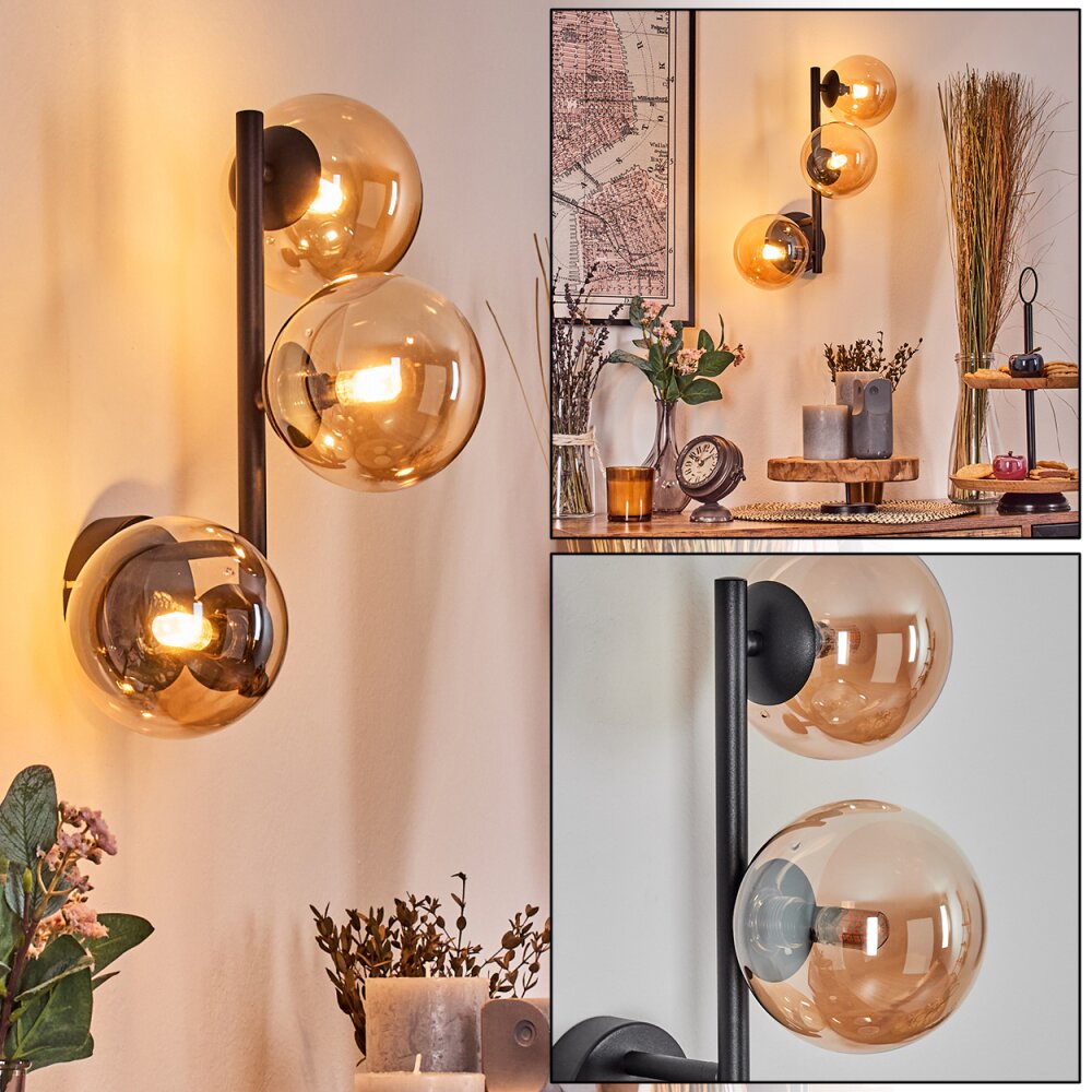 Chehalis Wandleuchte Glas 12 cm Bernsteinfarben, 3-flammig main product photo