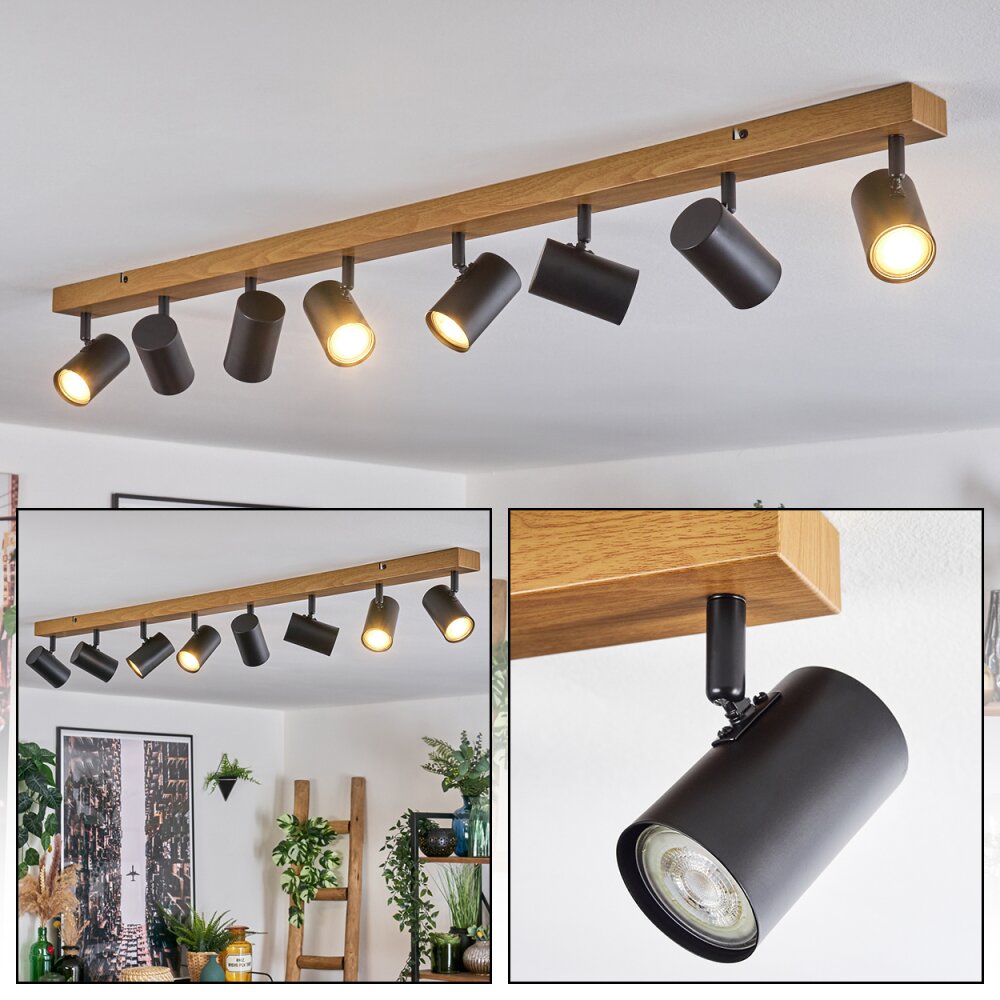 Gesteira Deckenleuchte Holzoptik, Schwarz, 8-flammig main product photo