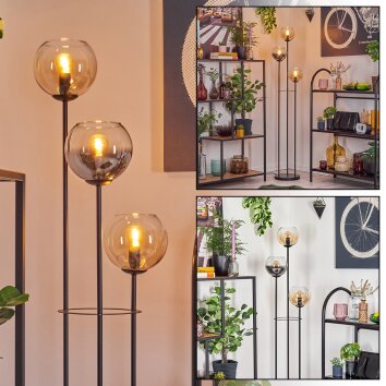 Koyoto Stehleuchte Glas 15 cm Schwarz, 3-flammig