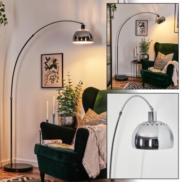 Baloca Bogenleuchte 21,5 cm Chrom, Schwarz, 1-flammig