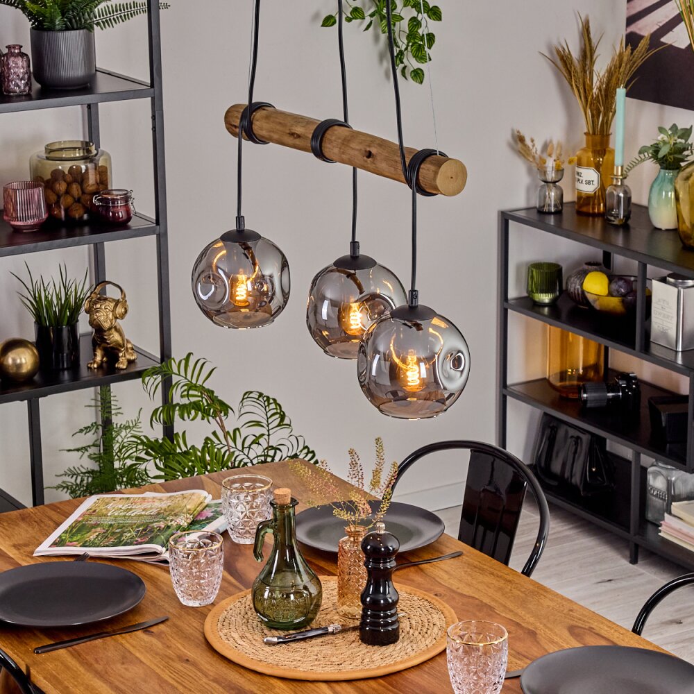 Ripoll Pendelleuchte Glas 15 cm Naturfarben, Schwarz, 3-flammig main product photo