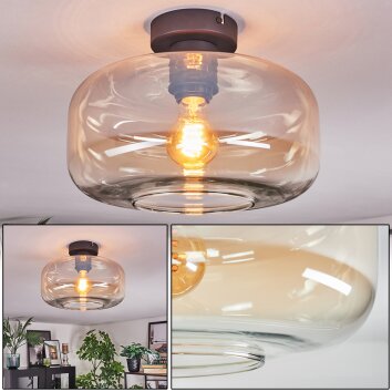 Boza Deckenleuchte Glas 28 cm Bernsteinfarben, Klar, 1-flammig