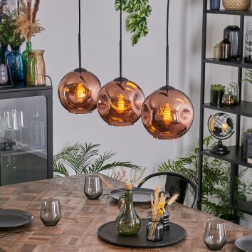 Ripoll Hängeleuchte Glas 20 cm Kupferfarben, 3-flammig