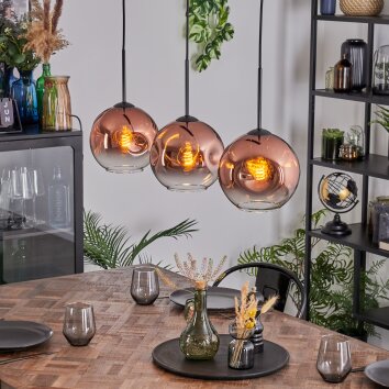 Ripoll Hängeleuchte Glas 20 cm Klar, Kupferfarben, 3-flammig Ripoll Hängeleuchte Glas 20 cm Klar, Kupferfarben, 3-flammig