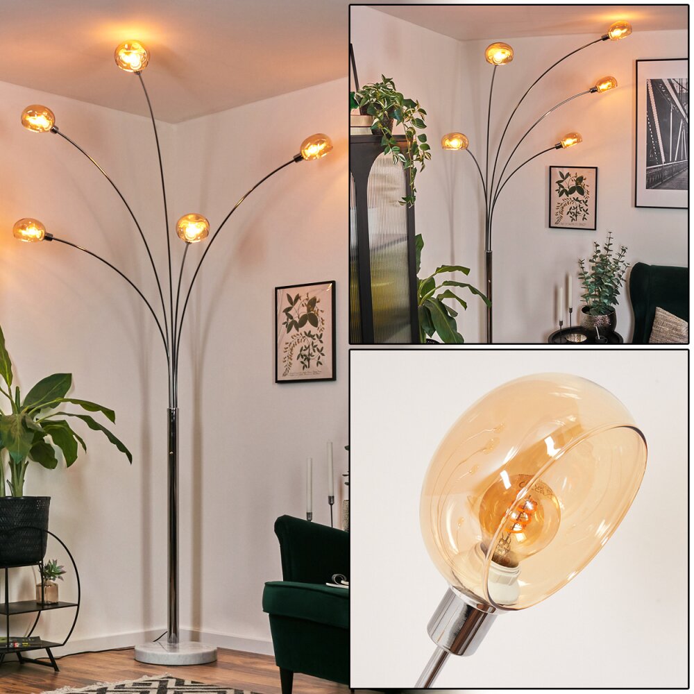 Nikkala Stehleuchte Chrom, Weiß, 5-flammig main product photo