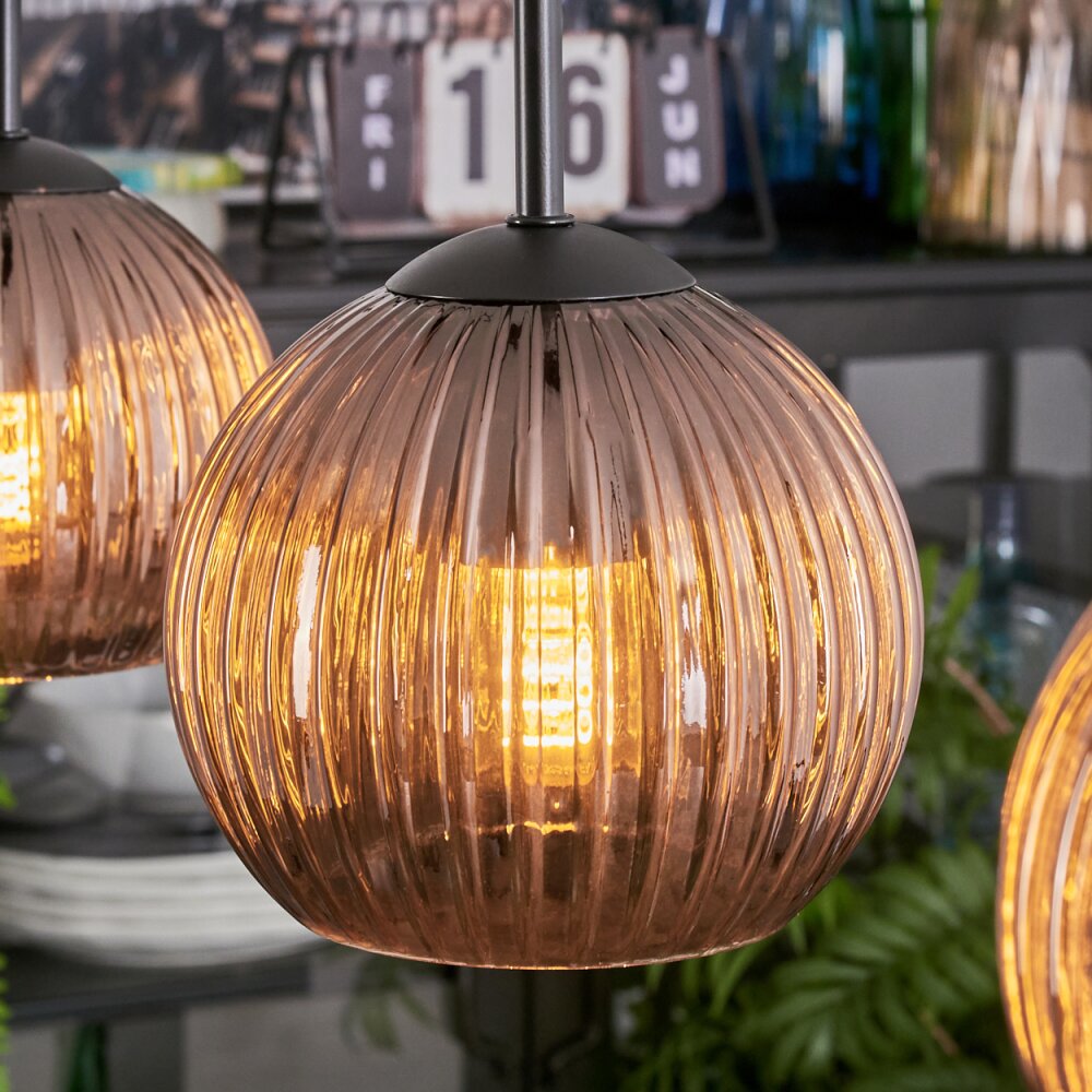 Koyoto Hängeleuchte Glas 15 cm Kupferfarben, 3-flammig