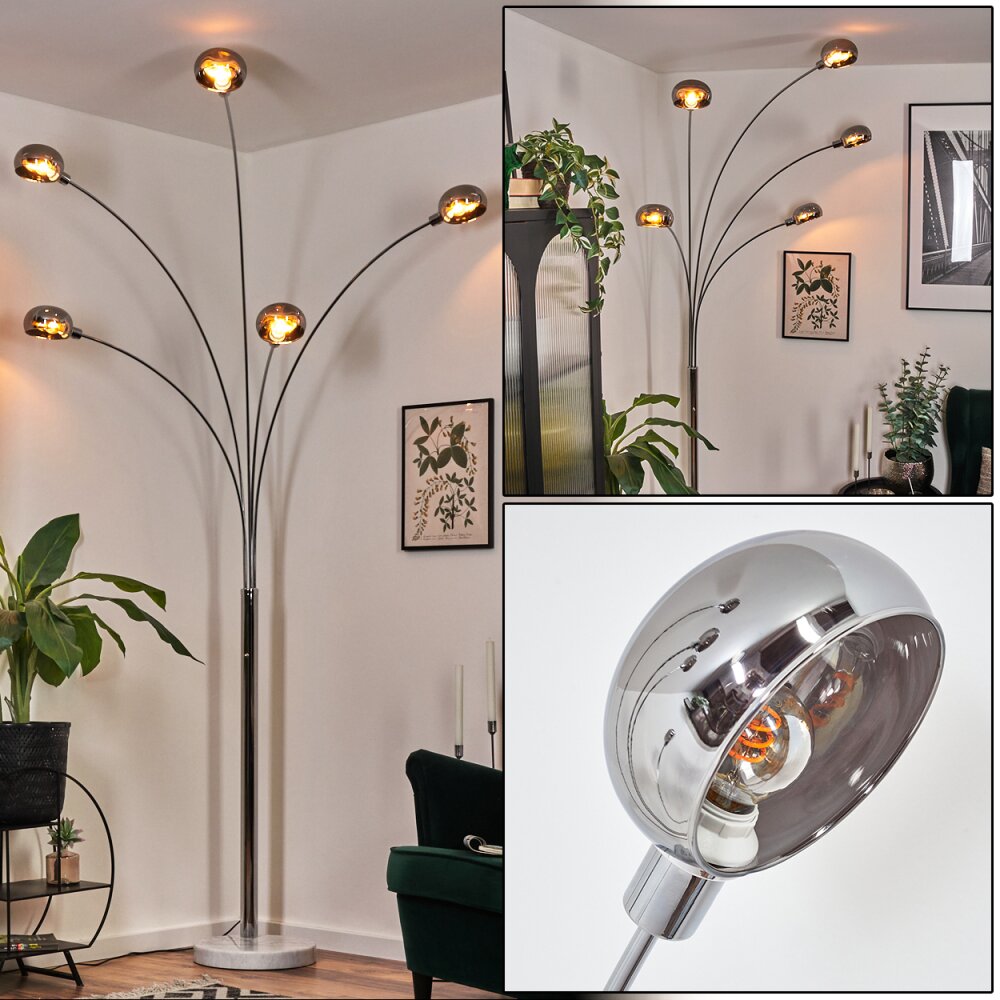 Nikkala Stehleuchte Chrom, Weiß, 5-flammig main product photo