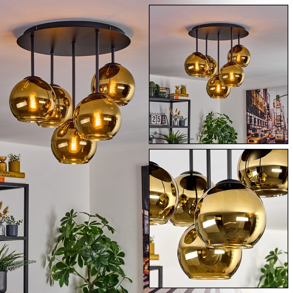 Koyoto Deckenleuchte Glas 15 cm Gold, 5-flammig main product photo