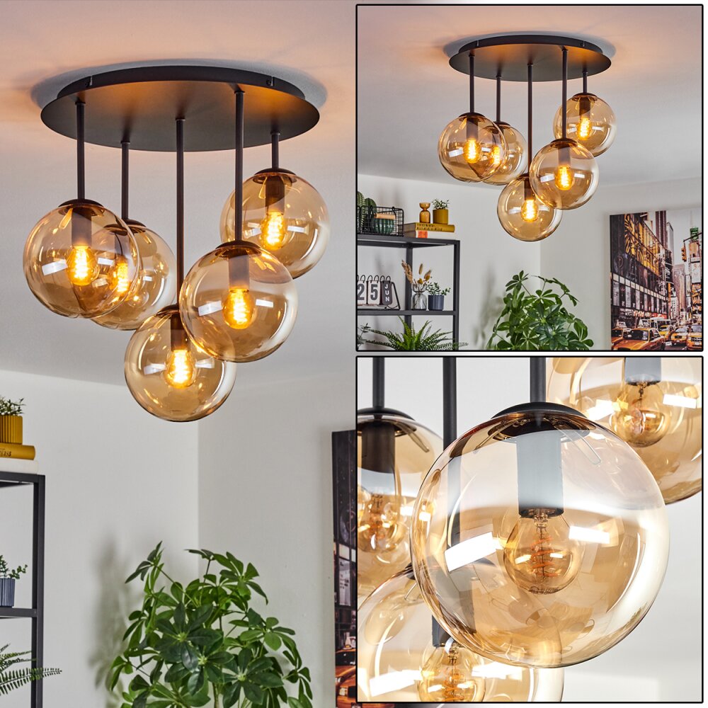 Gastor Deckenleuchte Glas 15 cm Bernsteinfarben, 5-flammig main product photo