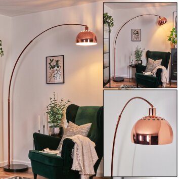 Baloca Bogenlampe 27 cm Kupferfarben, Schwarz, 1-flammig