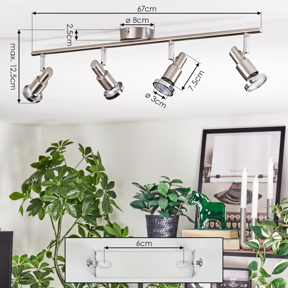 Firan Deckenleuchte LED Chrom, Nickel-Matt, 4-flammig