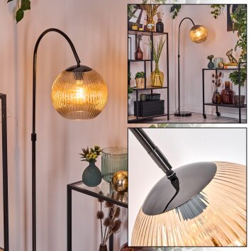 Koyoto Bogenlampe Glas 25 cm Chrom, Schwarz, 1-flammig