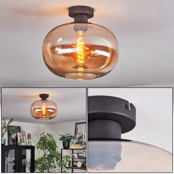 Apedo Deckenleuchte Glas 30 cm Bernsteinfarben, 1-flammig