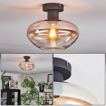 Mertola Deckenleuchte Glas 25 cm Bernsteinfarben, Klar, 1-flammig